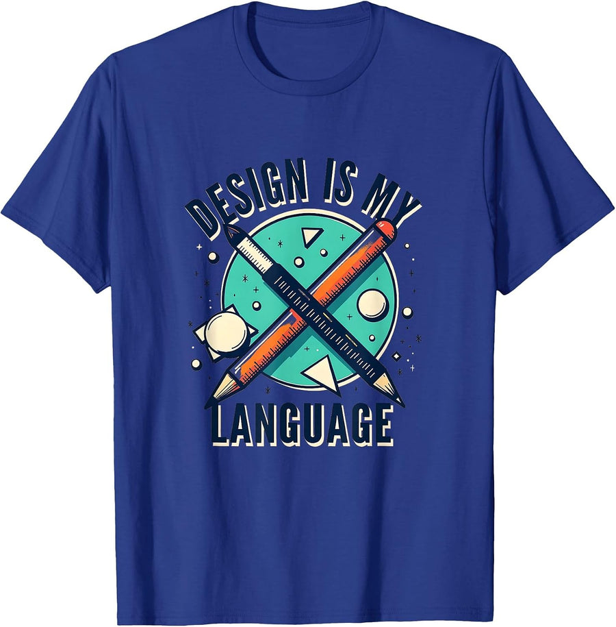 Design Is My Language Creative Designer Graphic T-Shirt - Royal Blue