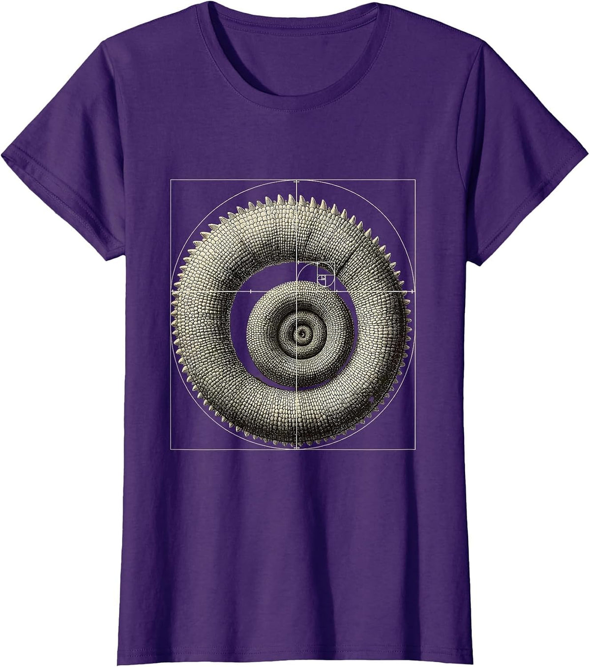 Women's Coiled Chameleon Tail Sacred Geometry Math Lover Design T-Shirt - Purple
