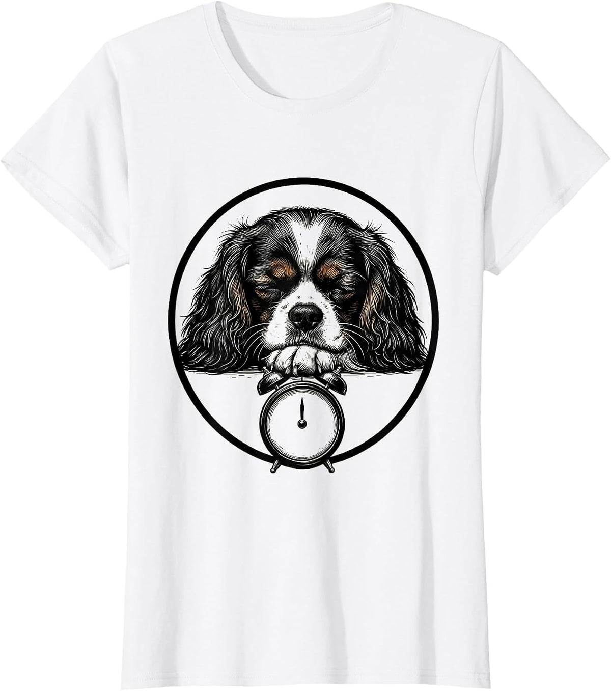 Women's Sleeping Cavalier King Charles Spaniel Funny Dog Lover T-Shirt - White