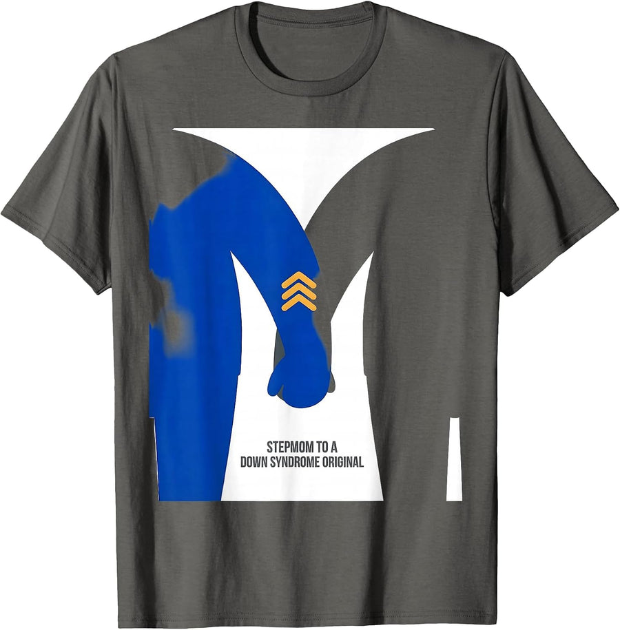 Stepmom To A Down Syndrome Original Family Support Awareness T-Shirt - Asphalt Grey
