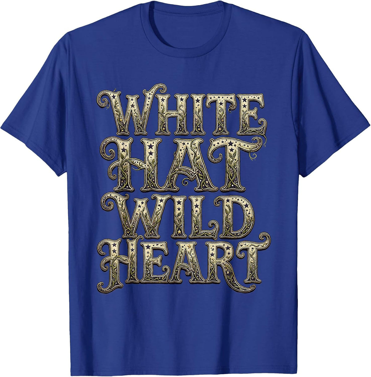 White Hat Wild Heart Cowgirl Design T-Shirt - Royal Blue