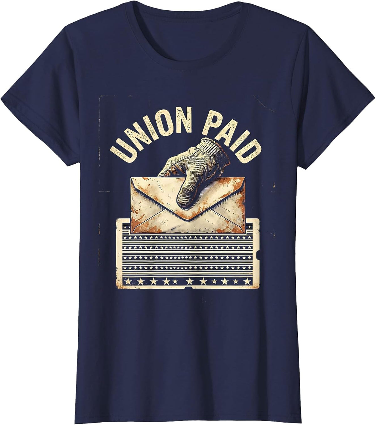 Women's Union Paid Vintage Labor Day Union Worker Pride T-Shirt - Navy Blue
