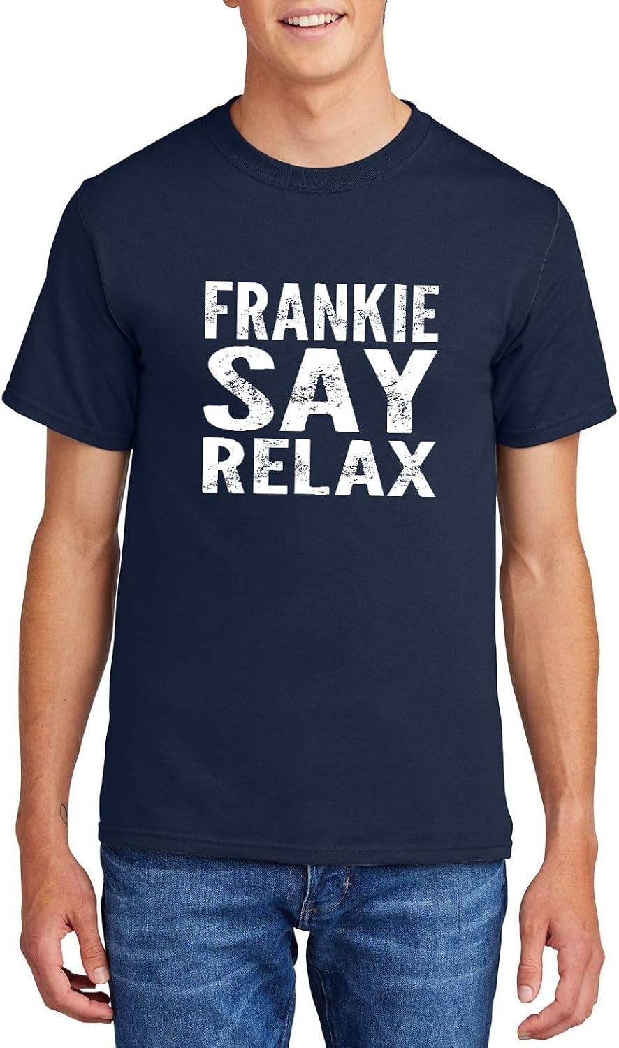 Comical Shirt Men's Frankie Say Relax Funny 80's Music Shirt T-Shirt - Navy