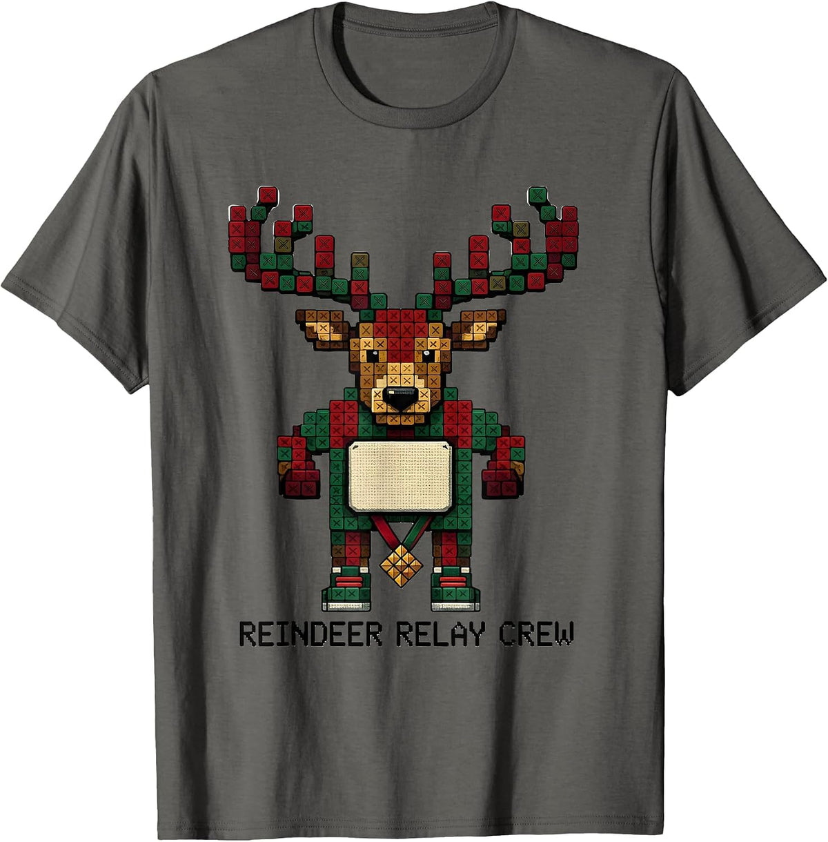 Men's Reindeer Relay Crew Funny Christmas Running 5k Squad Gift T-Shirt - Asphalt Grey