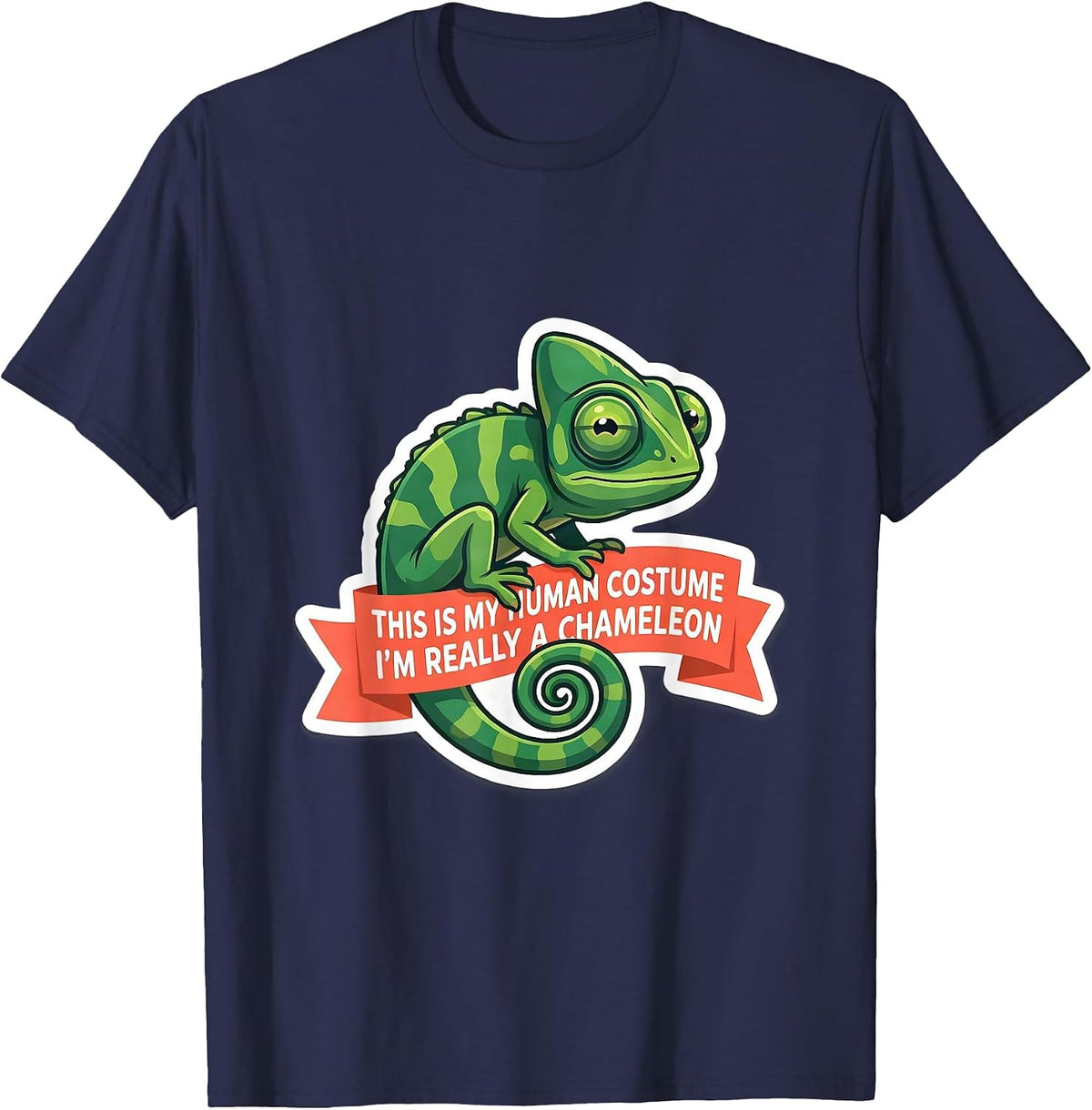 This Is My Human Costume I'm Really A Chameleon Halloween T-Shirt - Navy Blue