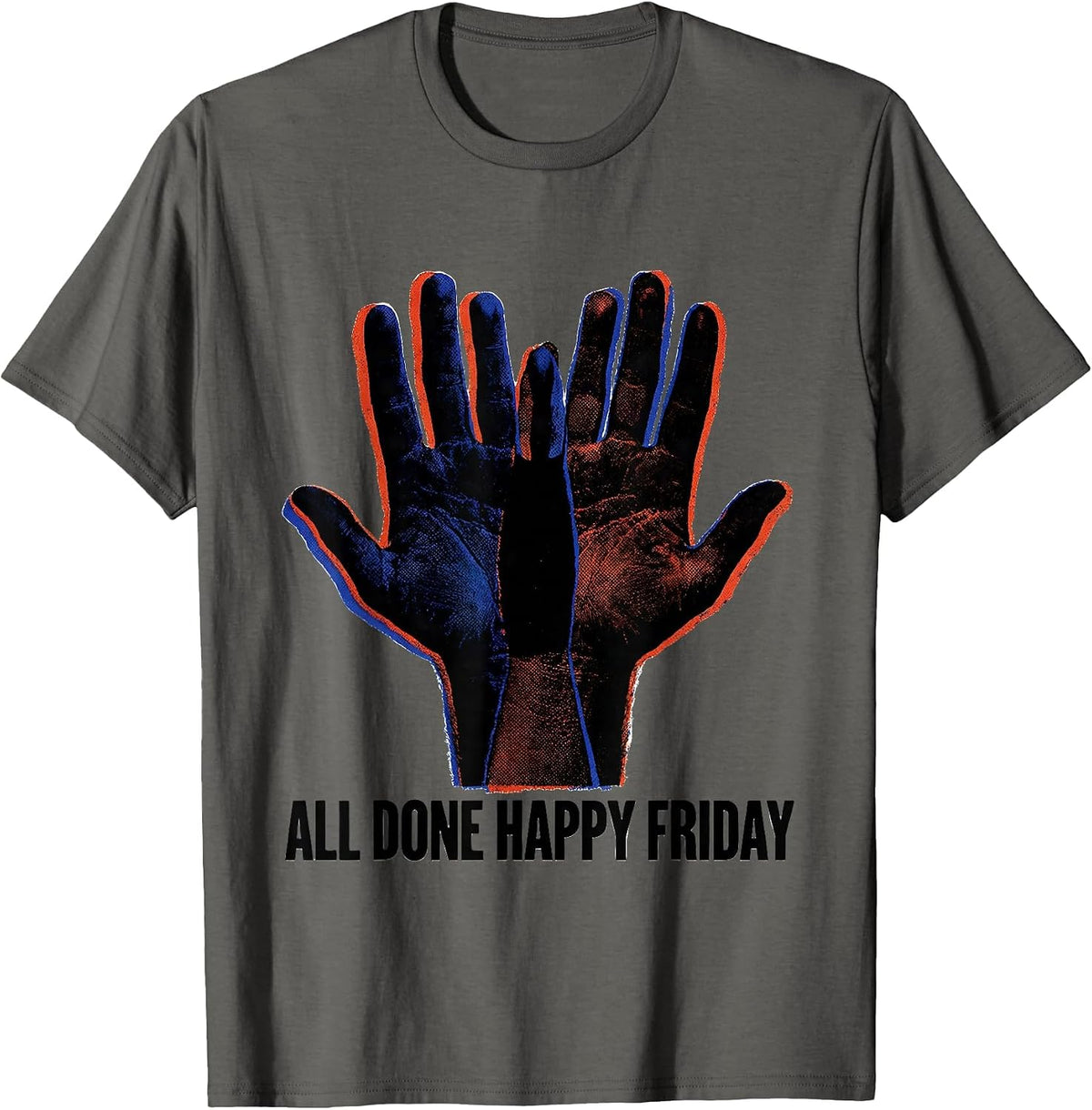 Men's All Done Happy Friday ASL Sign Language Teacher Deaf T-Shirt - Asphalt Grey