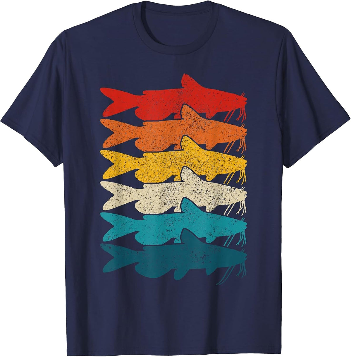 Channel Catfish Vintage Fish Catfish Fishing T-Shirt - Navy Blue