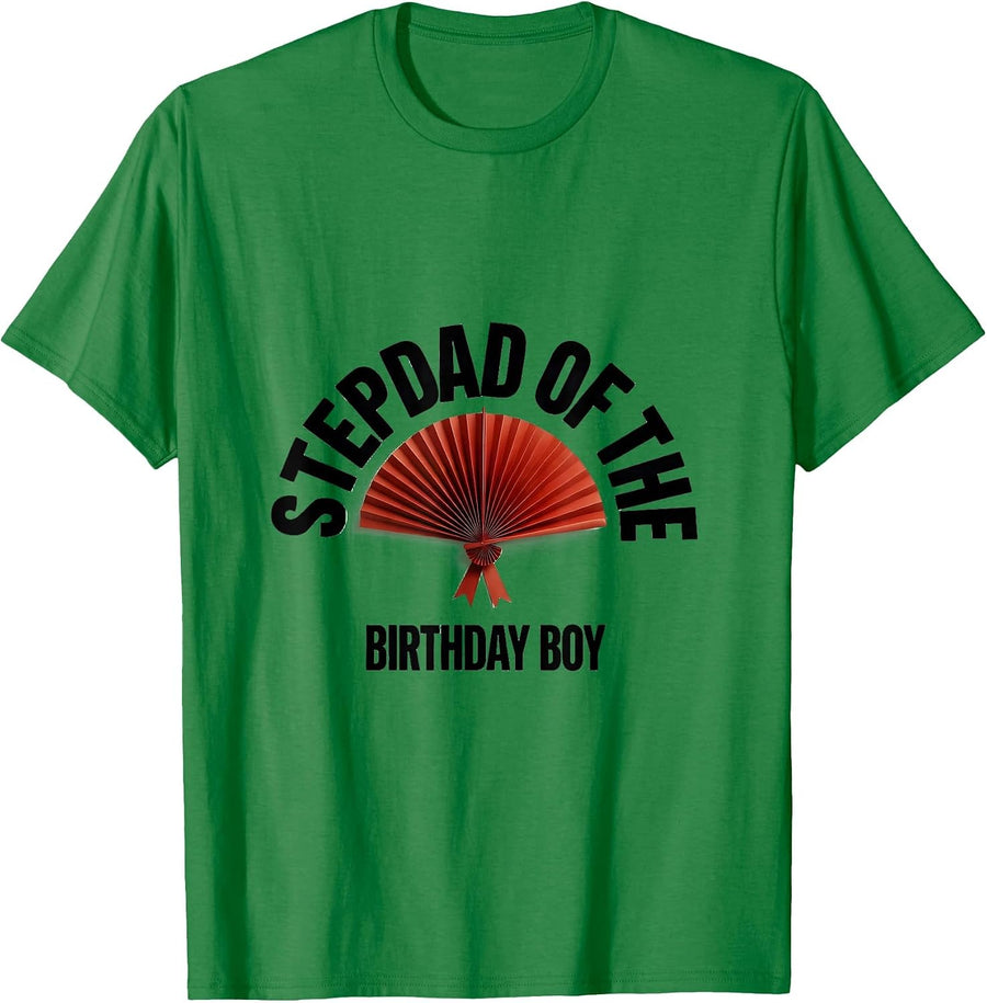 Men's Stepdad Of The Birthday Boy Matching Family Party Shirts T-Shirt - Kelly Green
