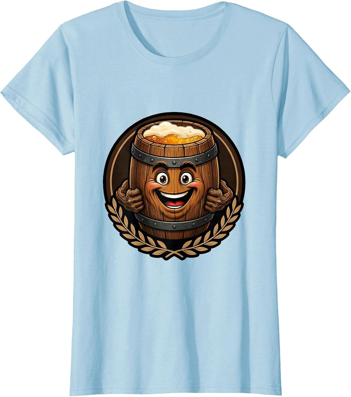Women's Oktoberfest Wooden Fermenting Cask Illustration T-Shirt - Baby Blue