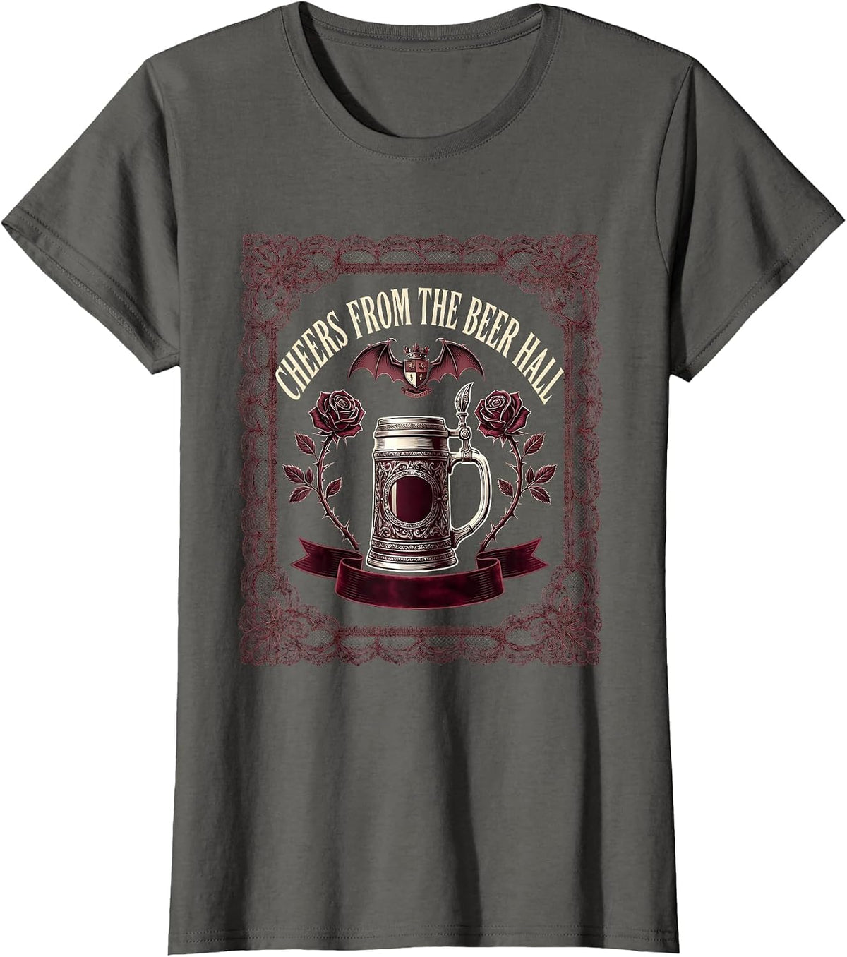 Women's Cheers From the Beer Hall Oktoberfest Design T-Shirt - Asphalt Grey