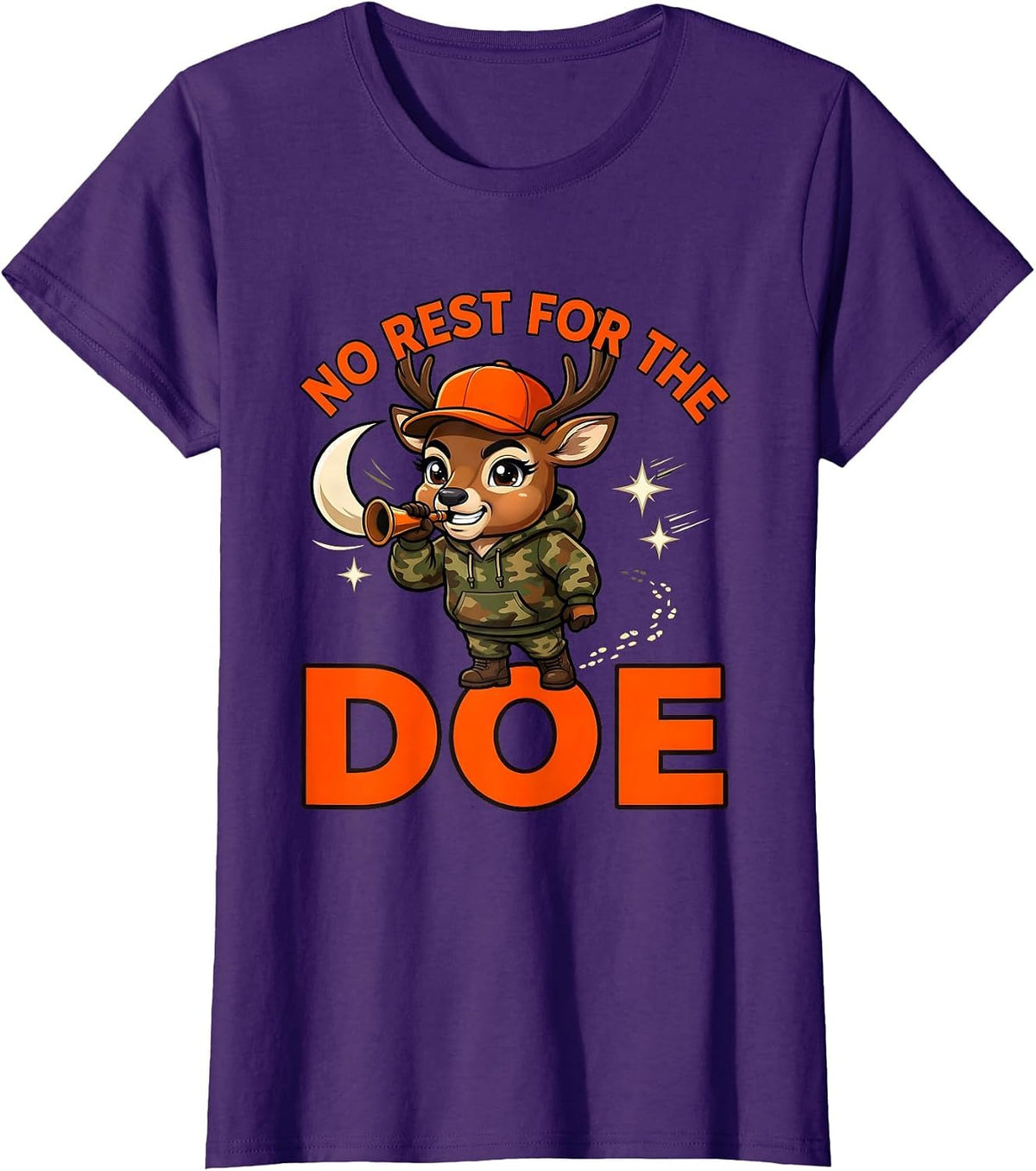 Women's NO REST FOR THE DOE Funny Deer Hunter Hunting Season T-Shirt - Purple