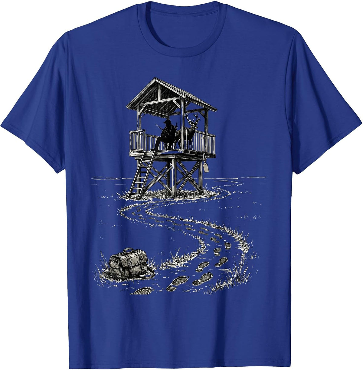 Men's Deer Stand Hunter Humor Hunting Dad Gift T-Shirt - Royal Blue