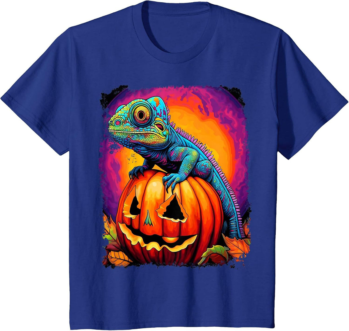 Chameleon Pumpkin Halloween T-Shirt - Royal Blue