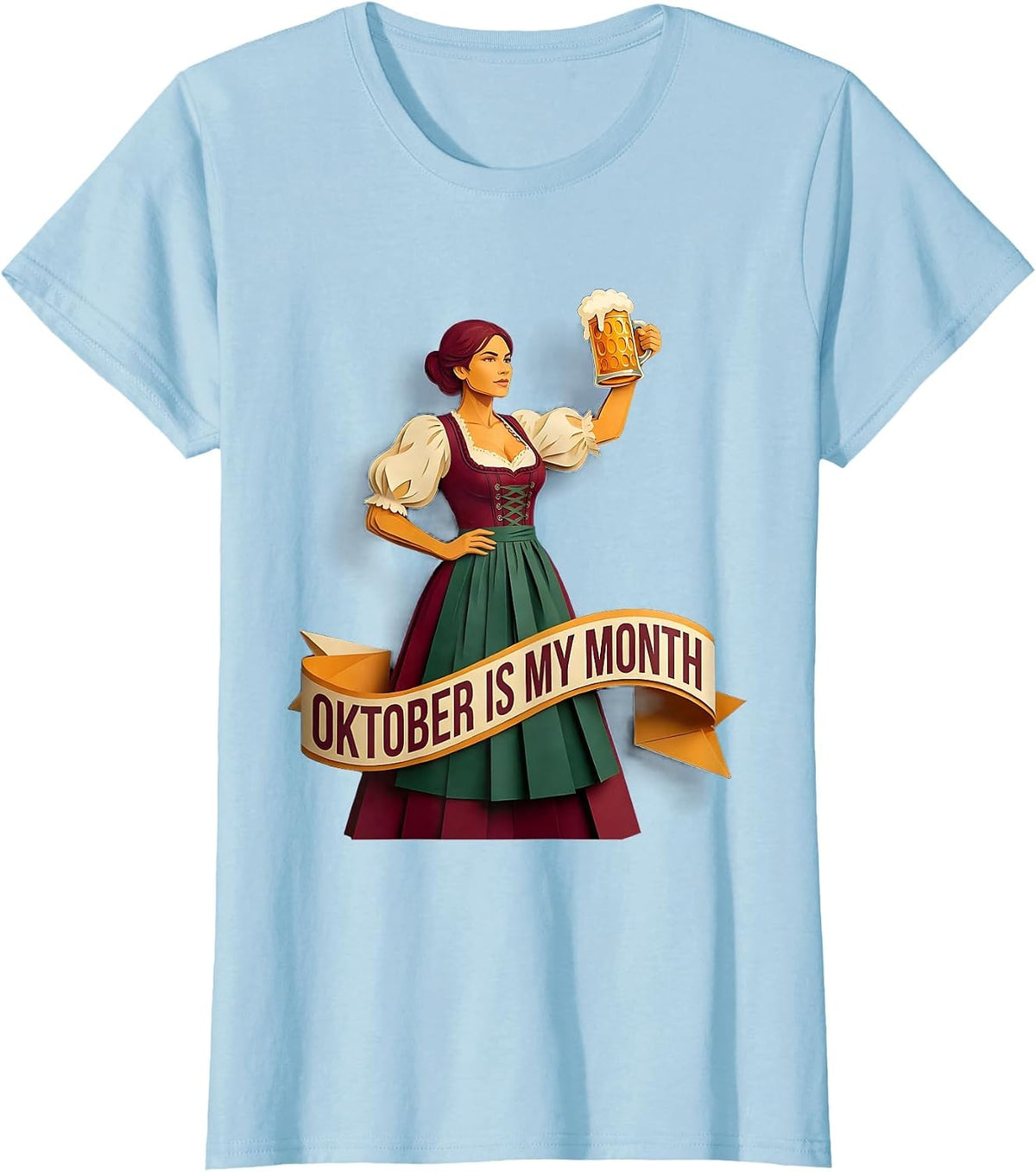 Oktober Is My Month Oktoberfest Celebration Design T-Shirt - Baby Blue