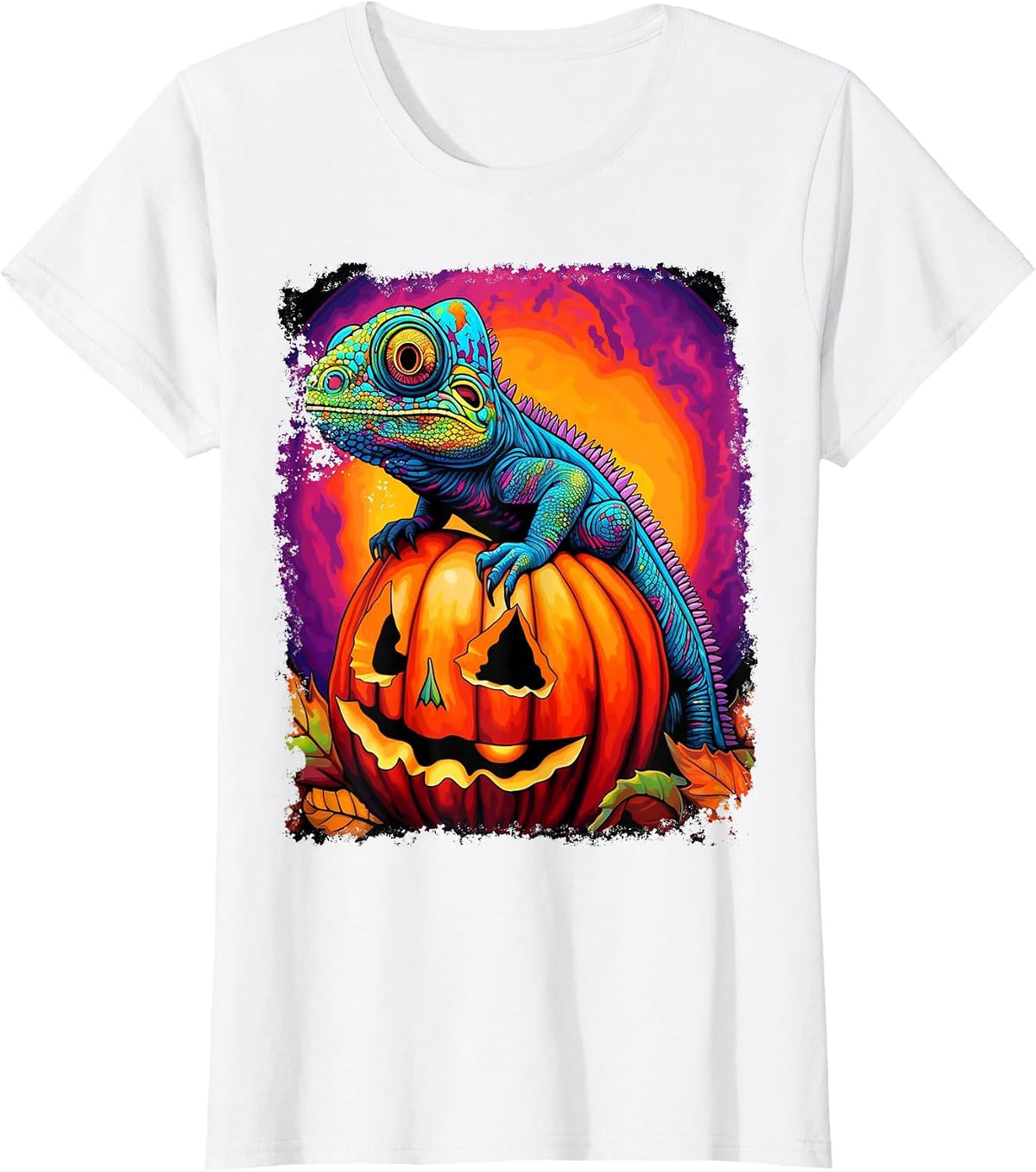 Chameleon Pumpkin Halloween T-Shirt - White