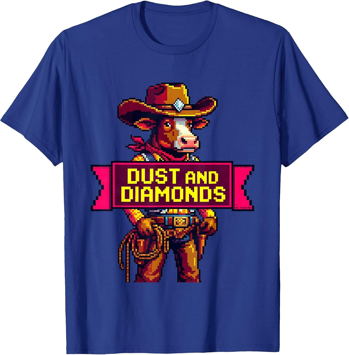 Dust and Diamonds Cowboy Western Design T-Shirt - Royal Blue