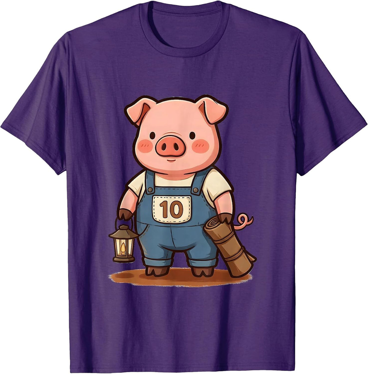 10 Funny Pig Lover Halloween Costume Humor Novelty T-Shirt - Purple