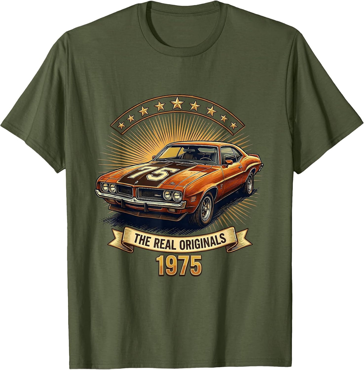 1975 The Real Originals Vintage Birthday Design T-Shirt - Olive Green