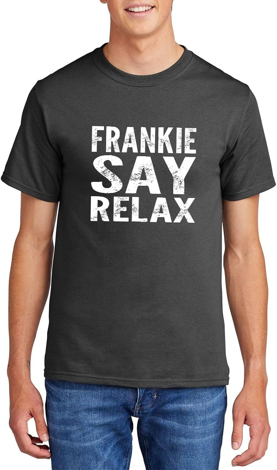 Comical Shirt Men's Frankie Say Relax Funny 80's Music Shirt T-Shirt - Charcoal