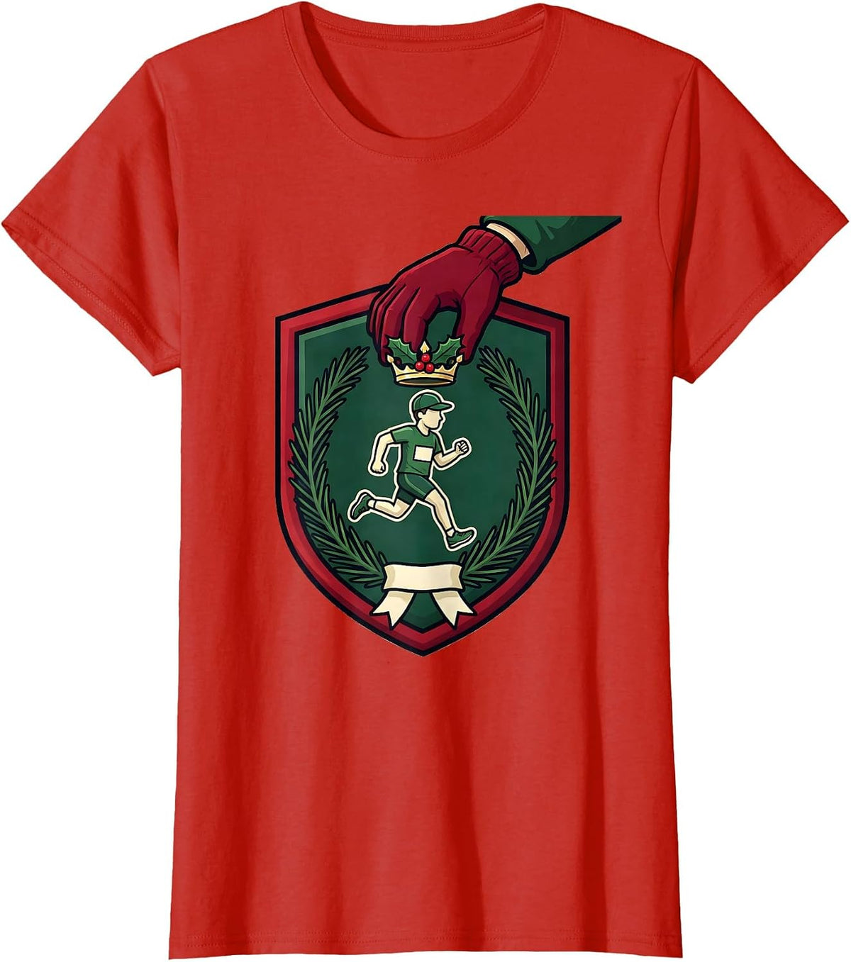 Runner Crown Christmas Fun Run Squad Humor T-Shirt - Red