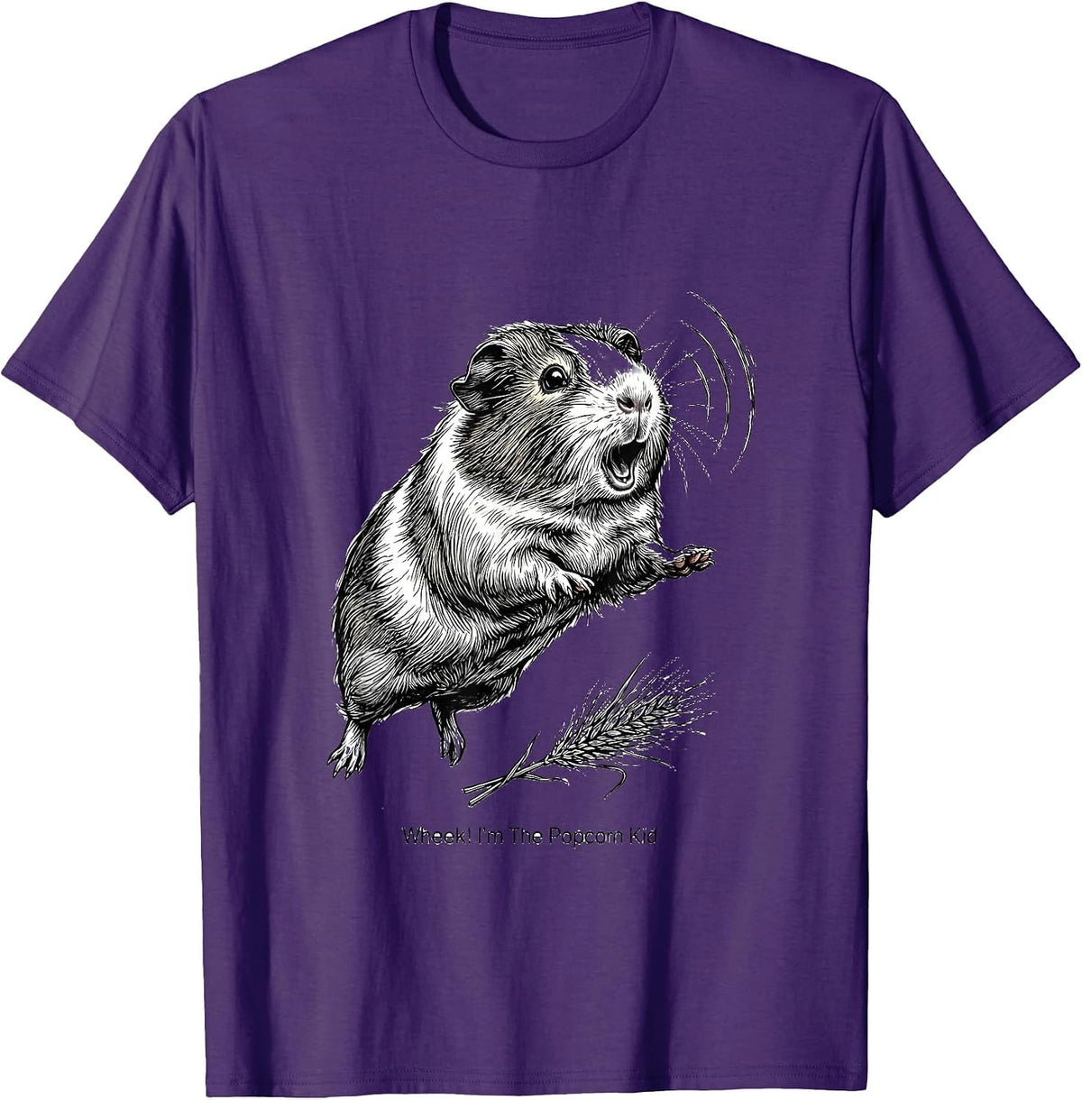 Men's Wheek! I'm The Popcorn Kid Funny Guinea Pig Cavy Lover T-Shirt - Purple