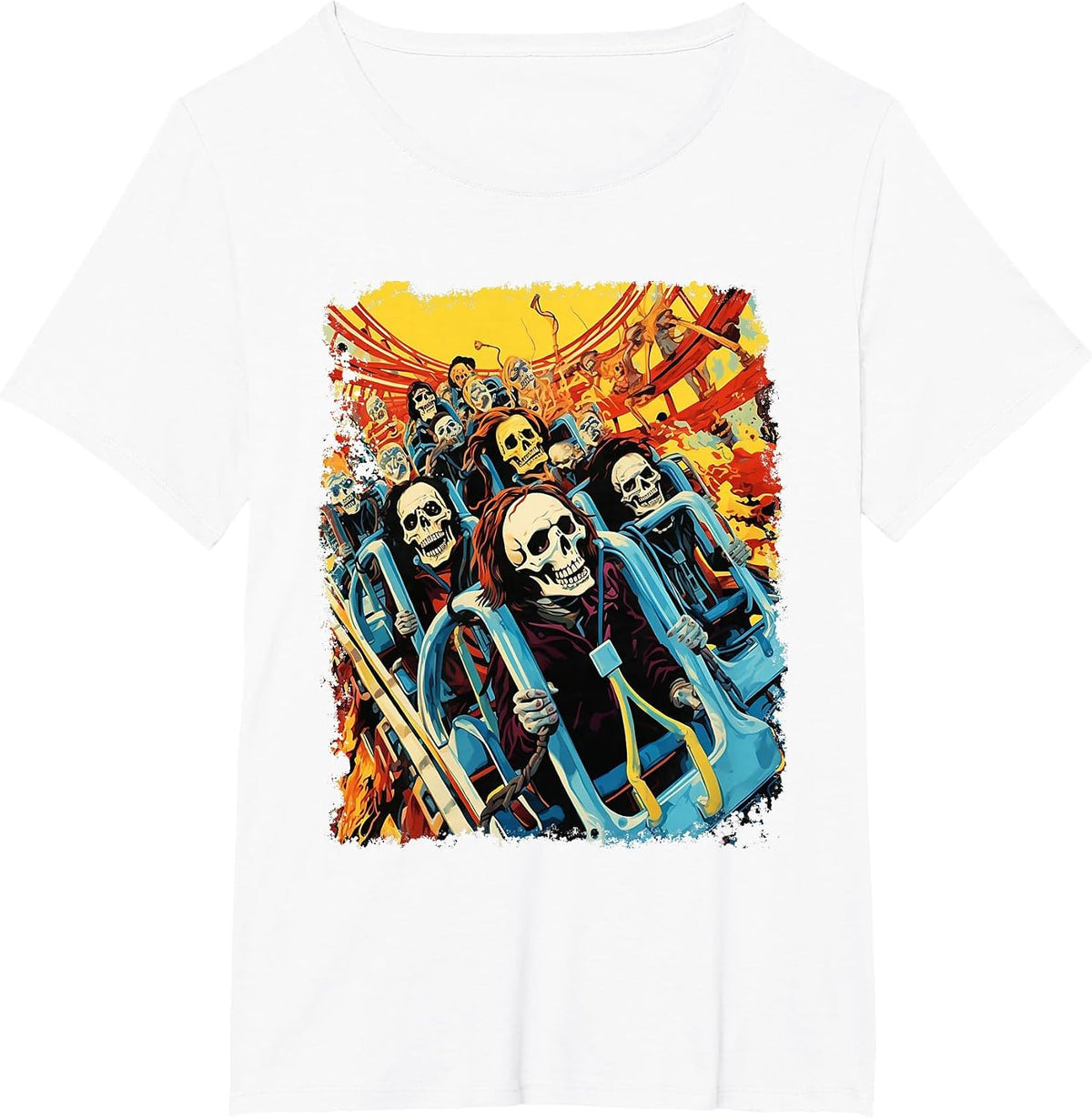 Skeleton Roller Coaster T-Shirt - White