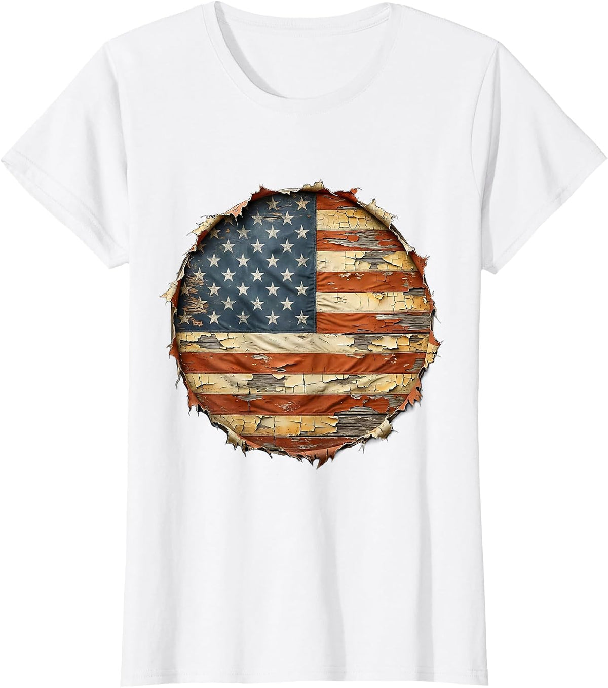 Patriotic Lumberjack American Flag Axe Design T-Shirt - White