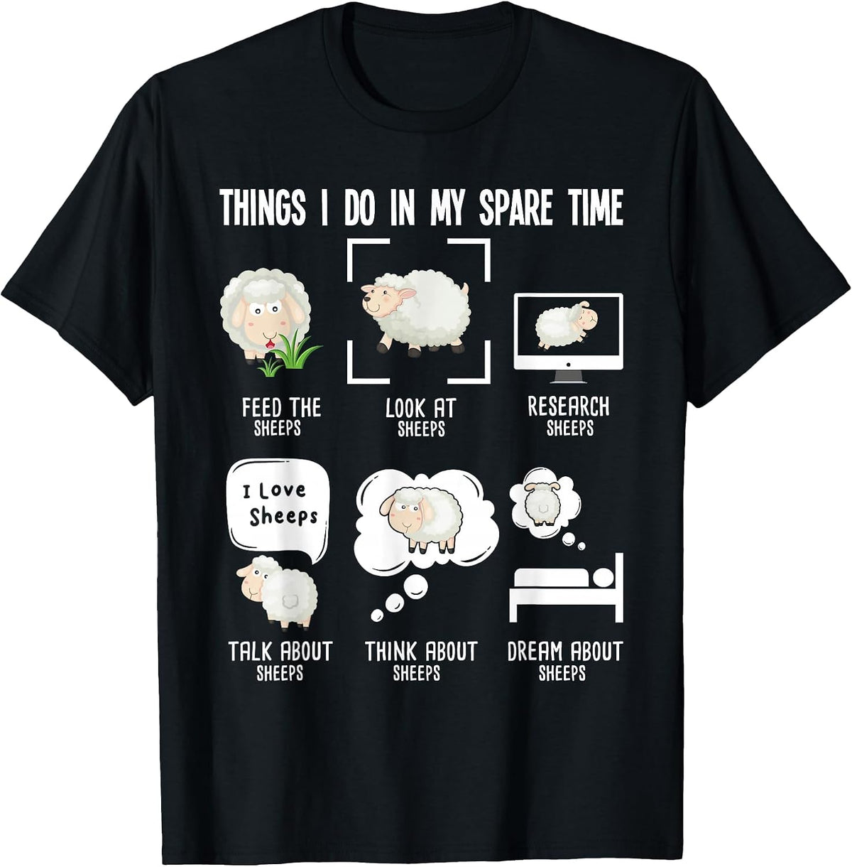 Things I Do in My Spare Time - Sheep Breeder Farmer Herder T-Shirt - Black
