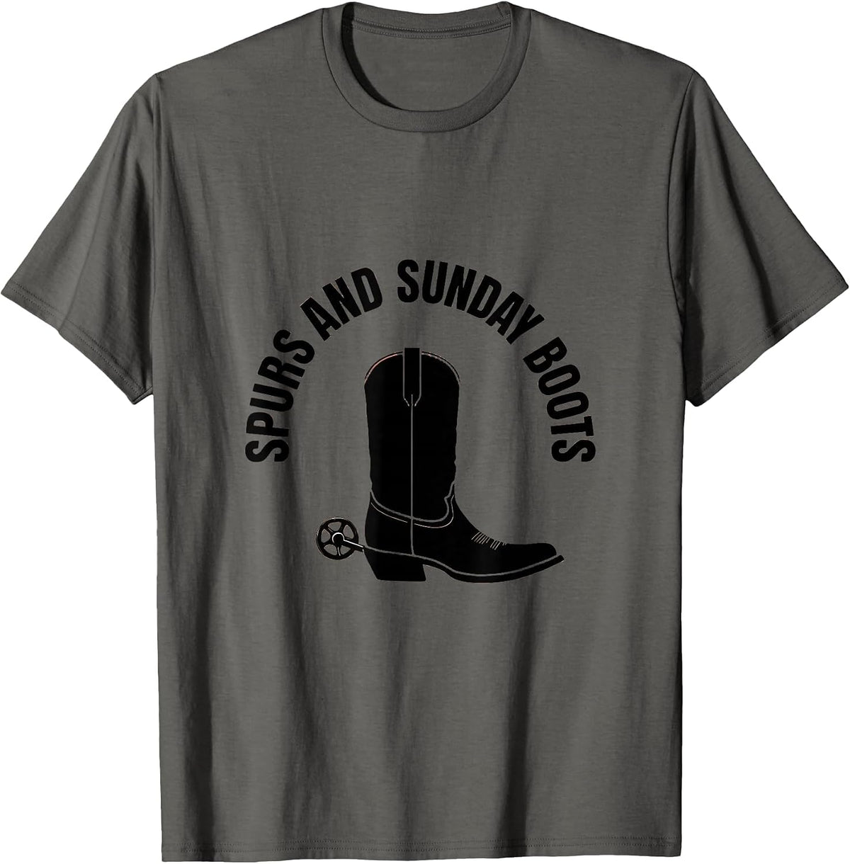 Spurs and Sunday Boots Cowgirl Design T-Shirt - Asphalt Grey