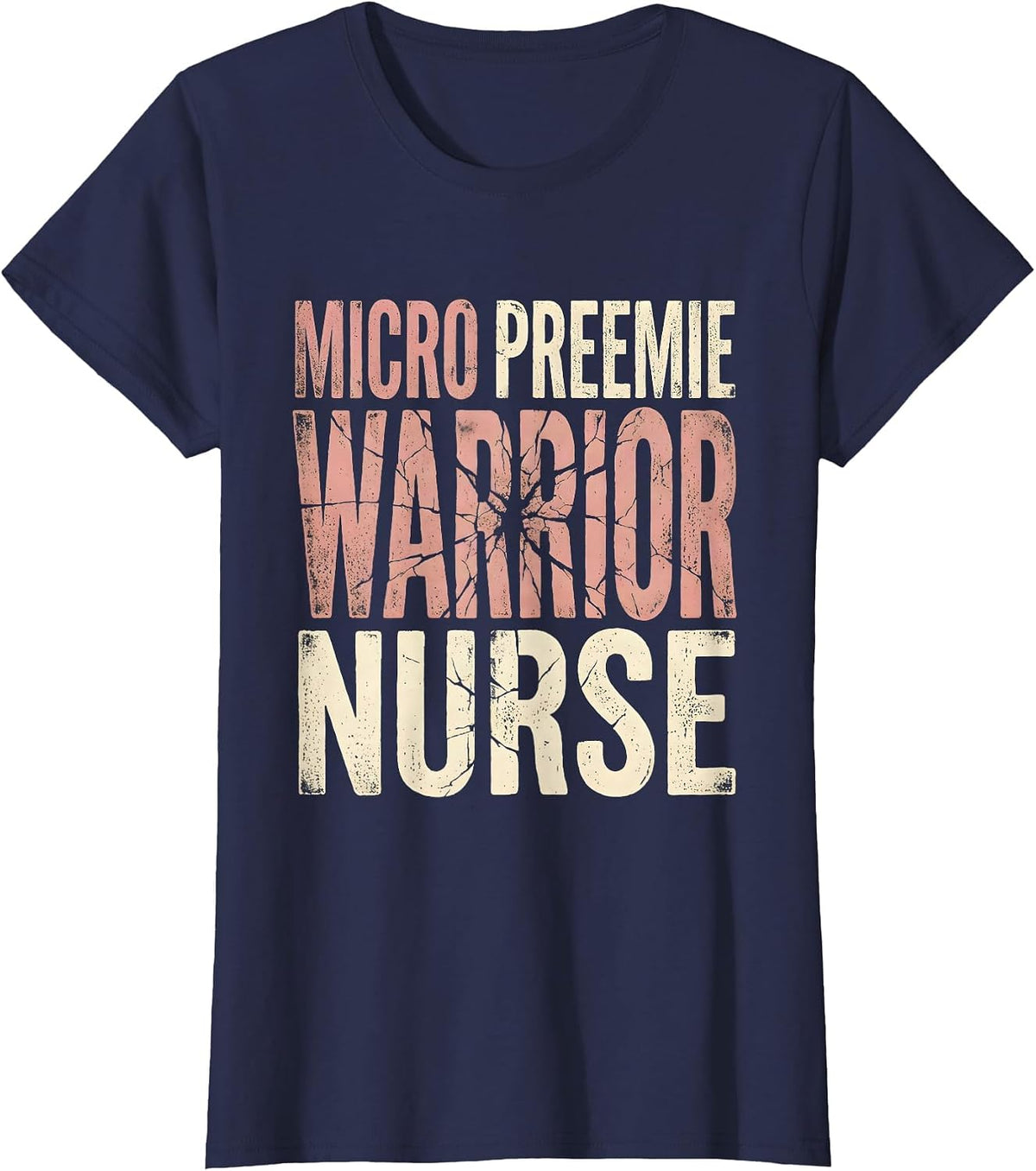 Women's Micro Preemie Warrior Nurse NICU Design T-Shirt - Navy Blue