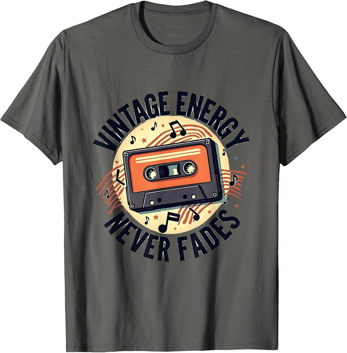 Vintage 1975 Energy Never Fades Retro Design T-Shirt - Asphalt Grey