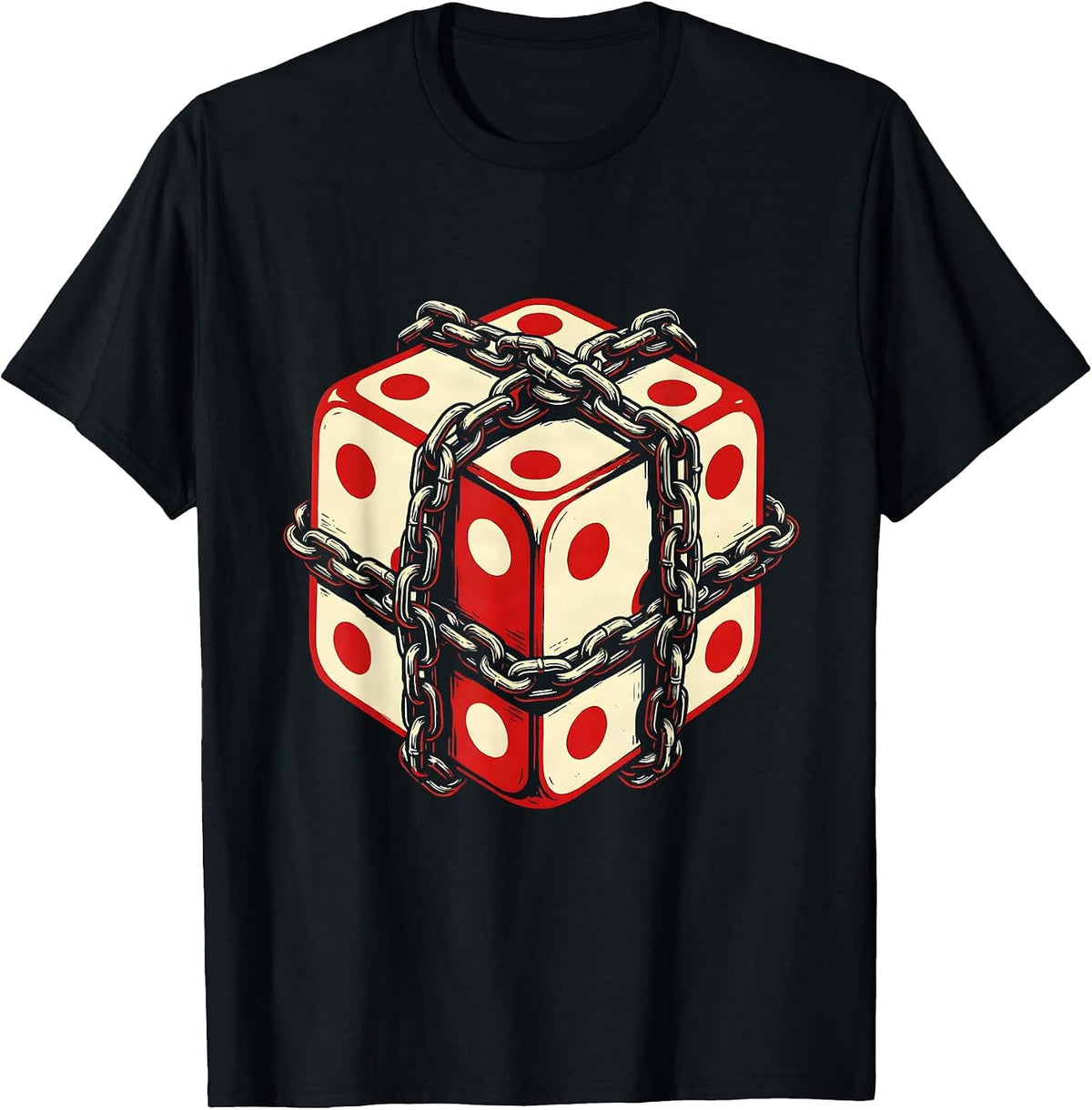 Men's Dice and Motorcycle Chain Biker Graphic T-Shirt - Black