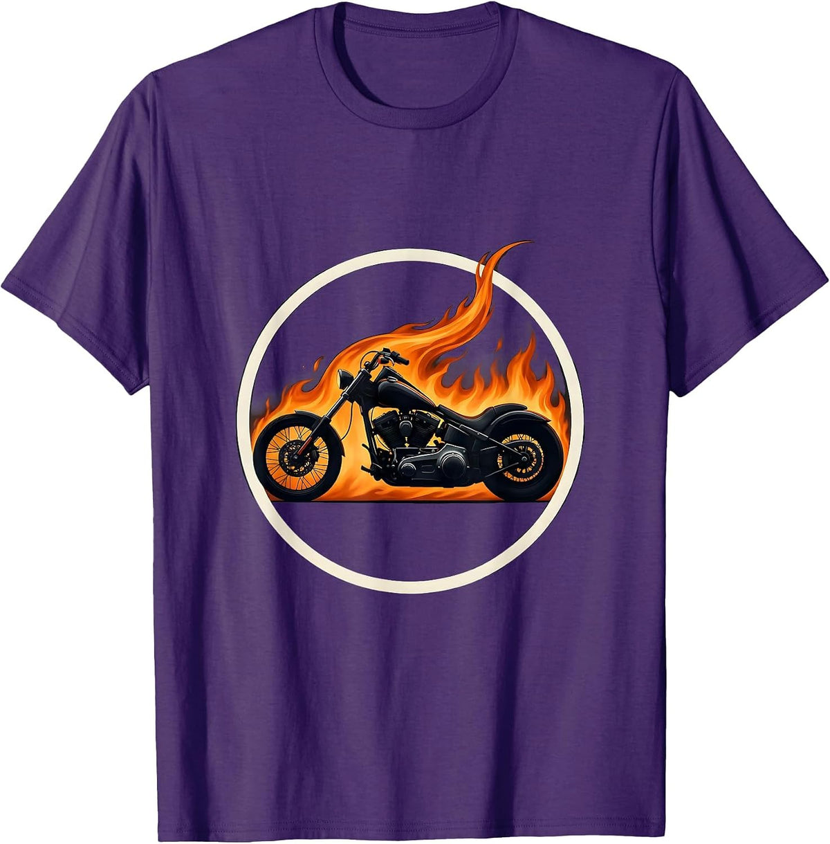 Men's Vintage Motorcycle Flame Trail Freedom Graphic T-Shirt - Purple