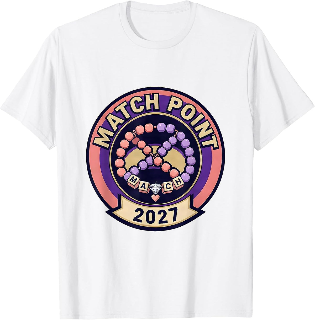 Men's Match Point 2027 Cute Matching Friendship Bracelet Party T-Shirt - White