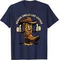 Heaven Smells Like Leather Cowboy Design T-Shirt - Navy Blue