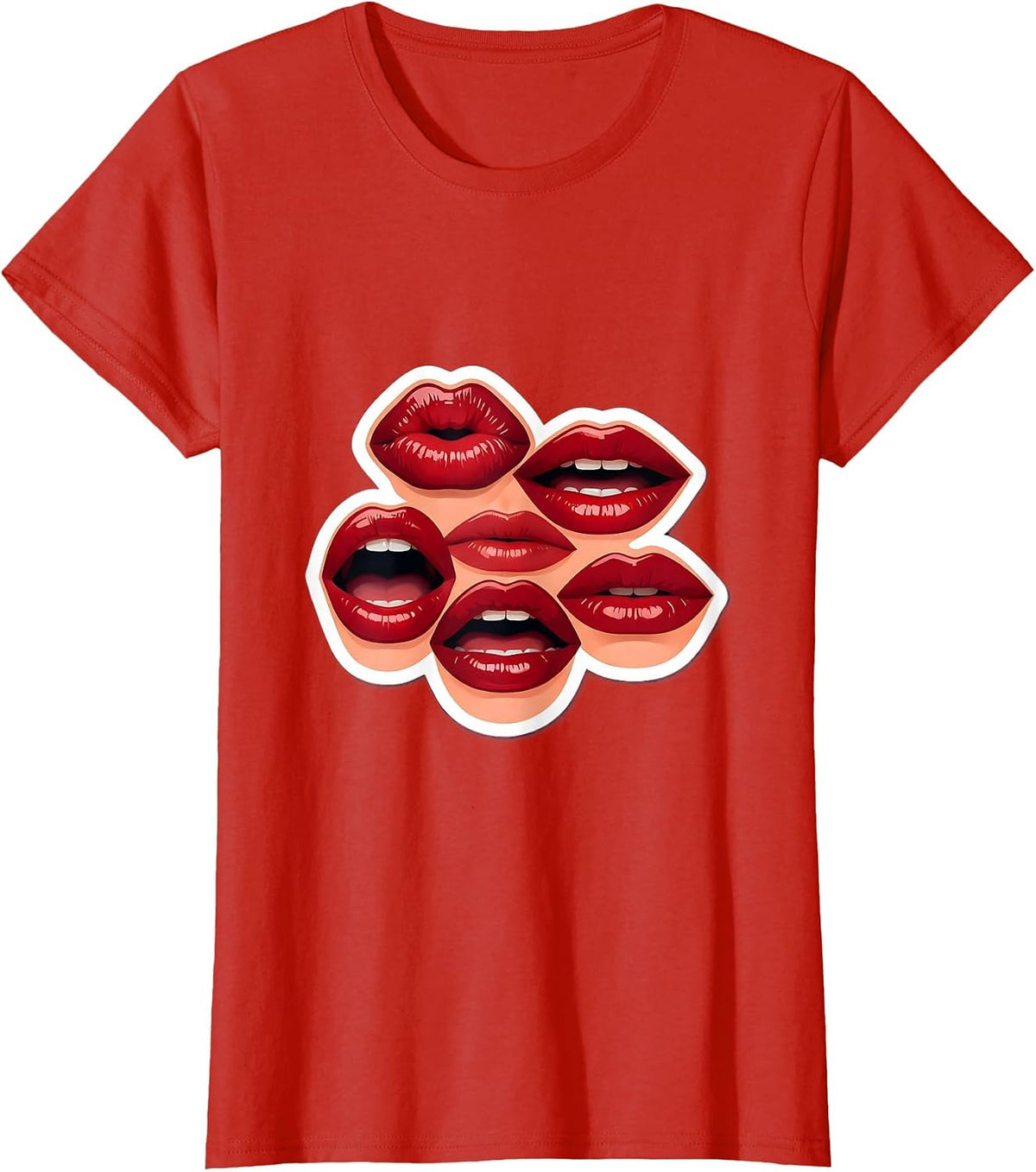 Speech Pathology Vowel Lips Illustration Design T-Shirt - Red