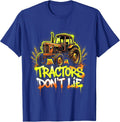 Tractors Don't Lie Vintage Farm Tractor Design T-Shirt - Royal Blue