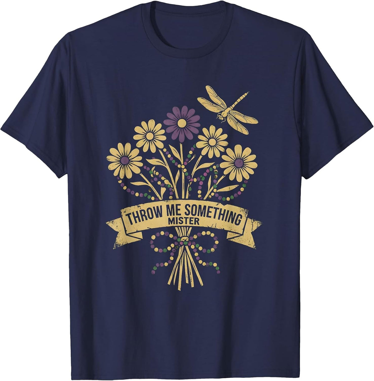 Men's Throw Me Something Mister Mardi Gras Design T-Shirt - Navy Blue