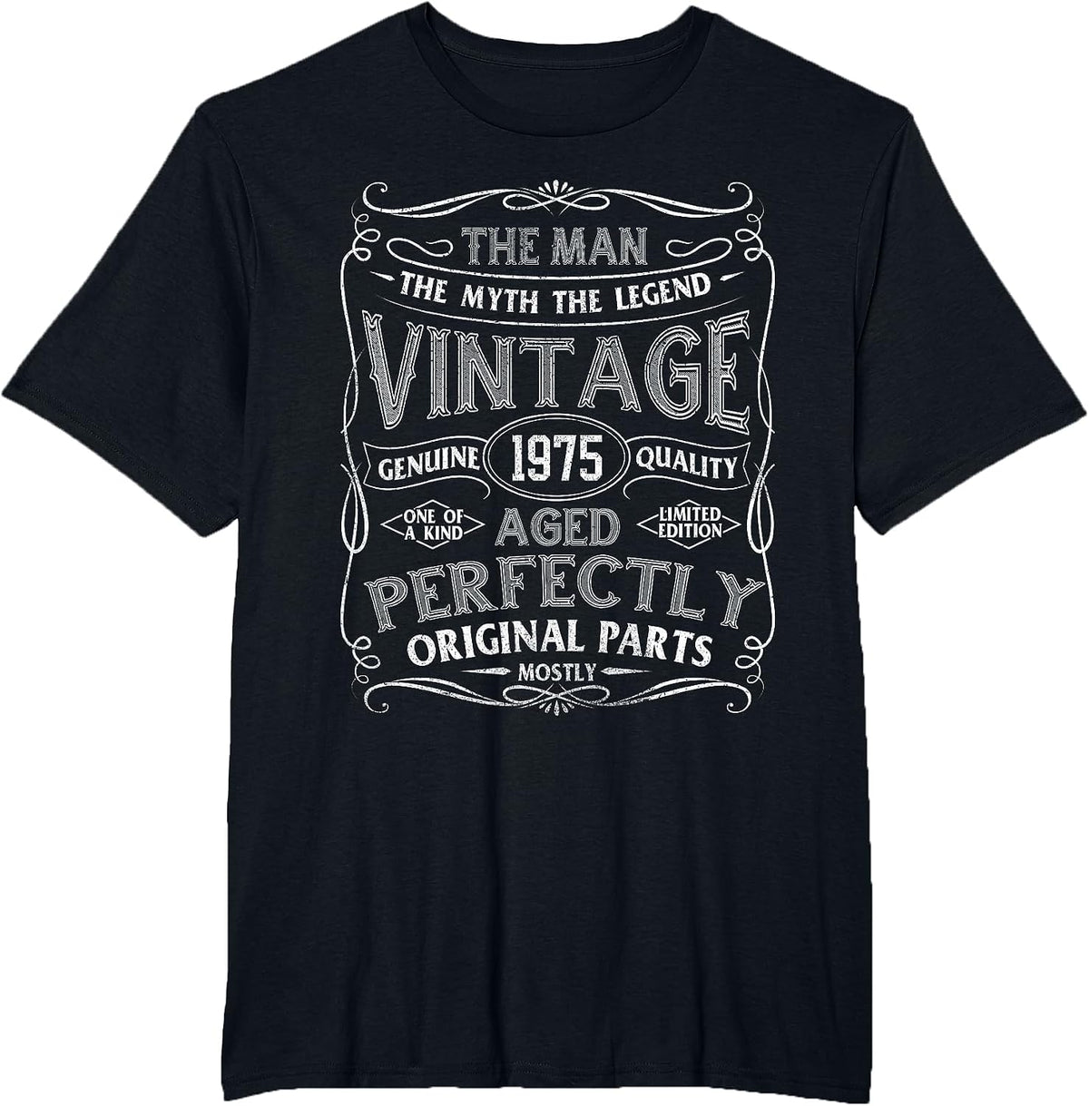 Man Myth Legend Vintage 1975 Year of Birth Birthday T-Shirt - Black
