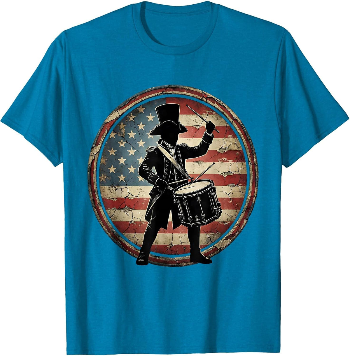 Patriotic Boy Drummer Military March Illustration T-Shirt - Sapphire Blue