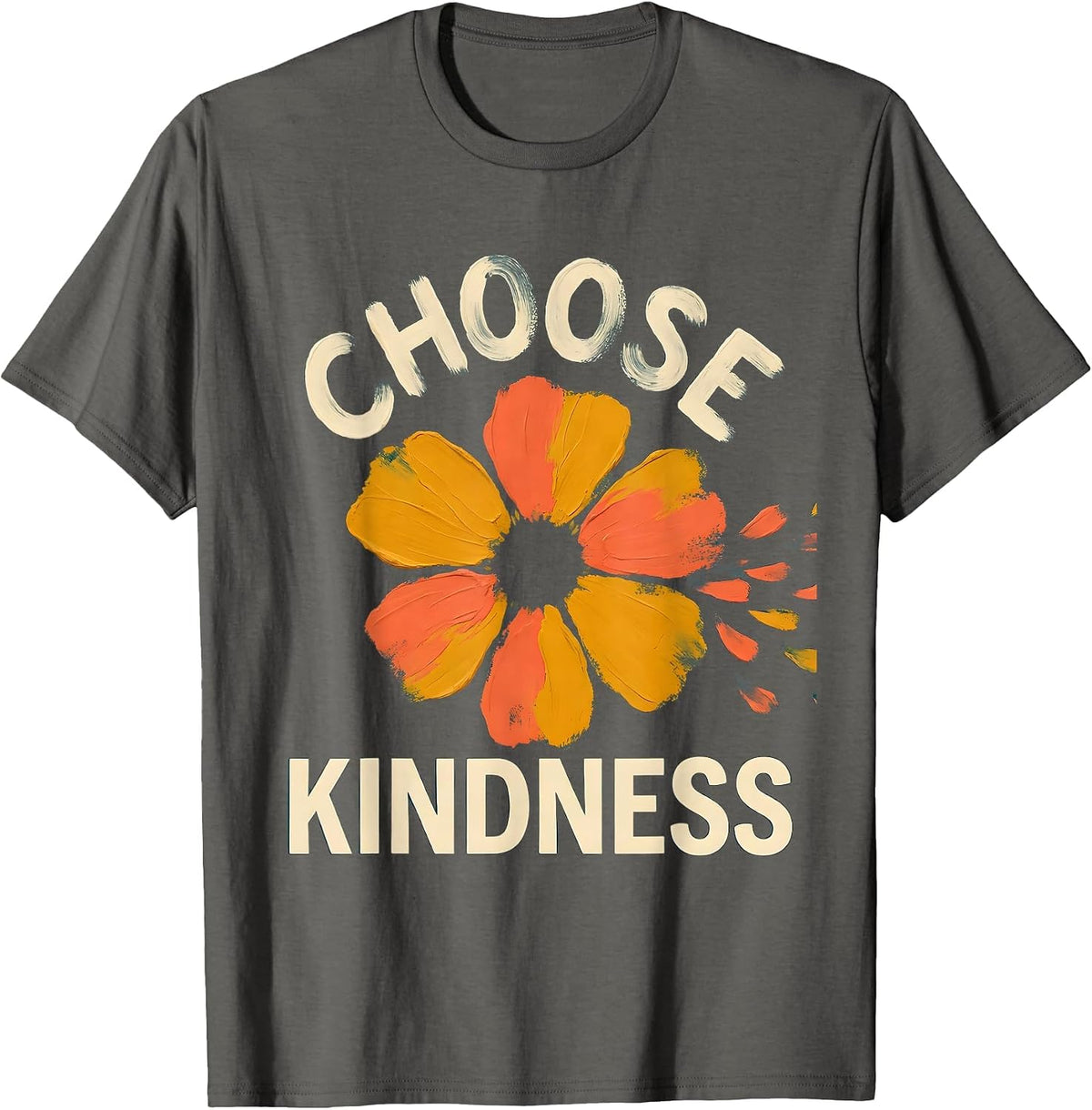 Men's Choose Kindness Groovy Floral Positivity Gift for Special T-Shirt - Asphalt Grey