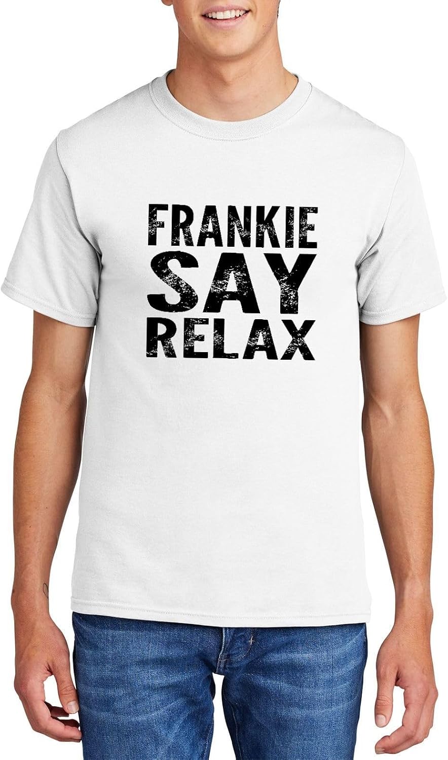Comical Shirt Men's Frankie Say Relax Funny 80's Music Shirt T-Shirt - White
