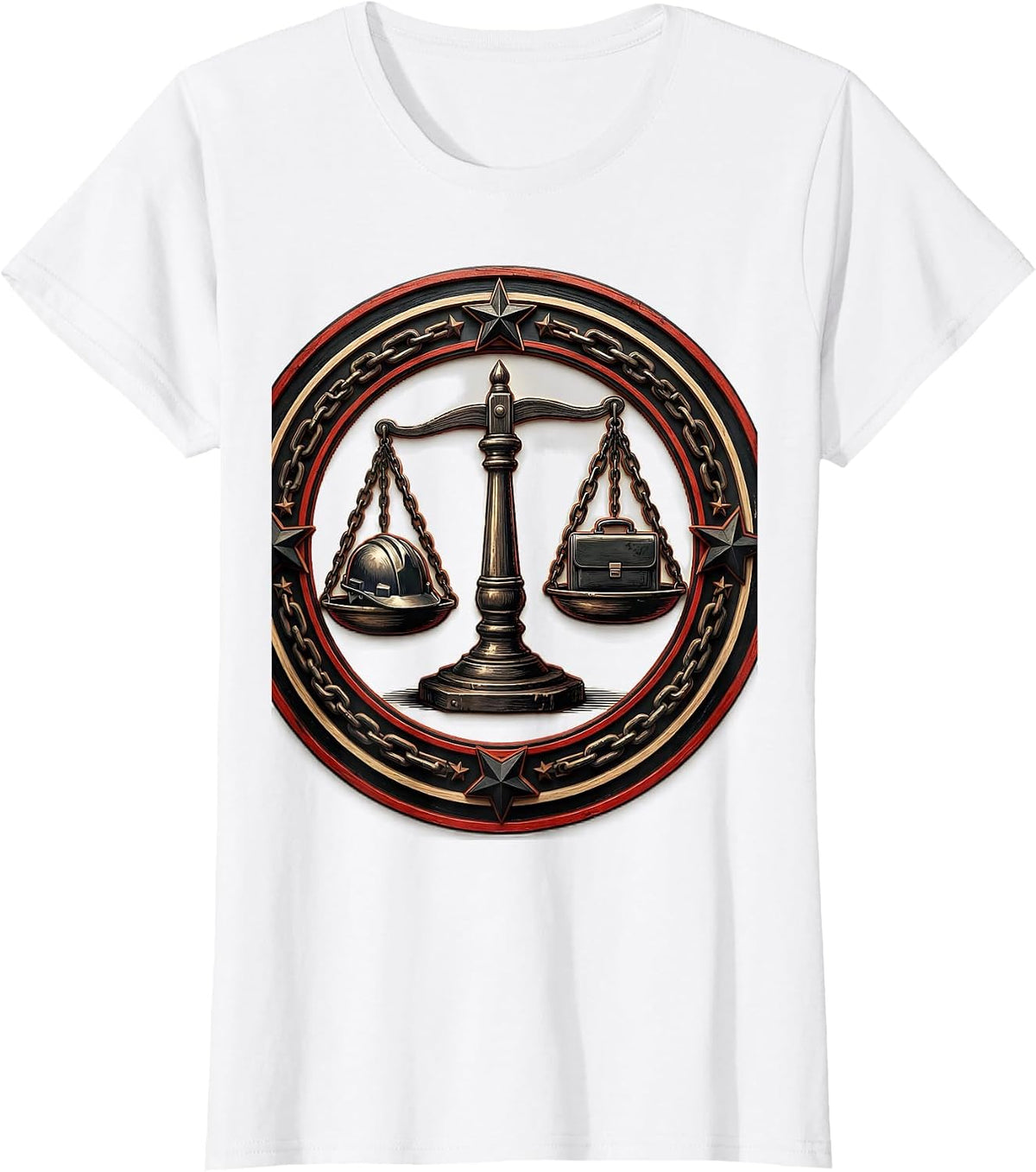 Equal Rights Labor Day Balance Scale Graphic T-Shirt - White
