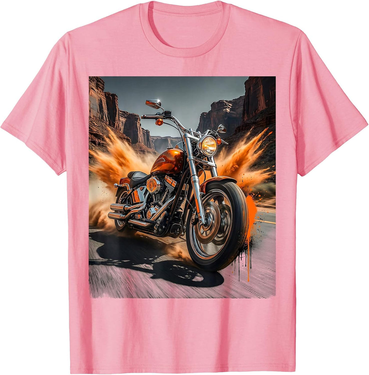 Men's Motorcycle Canyon Dust Cloud Freedom Rider T-Shirt - Pink