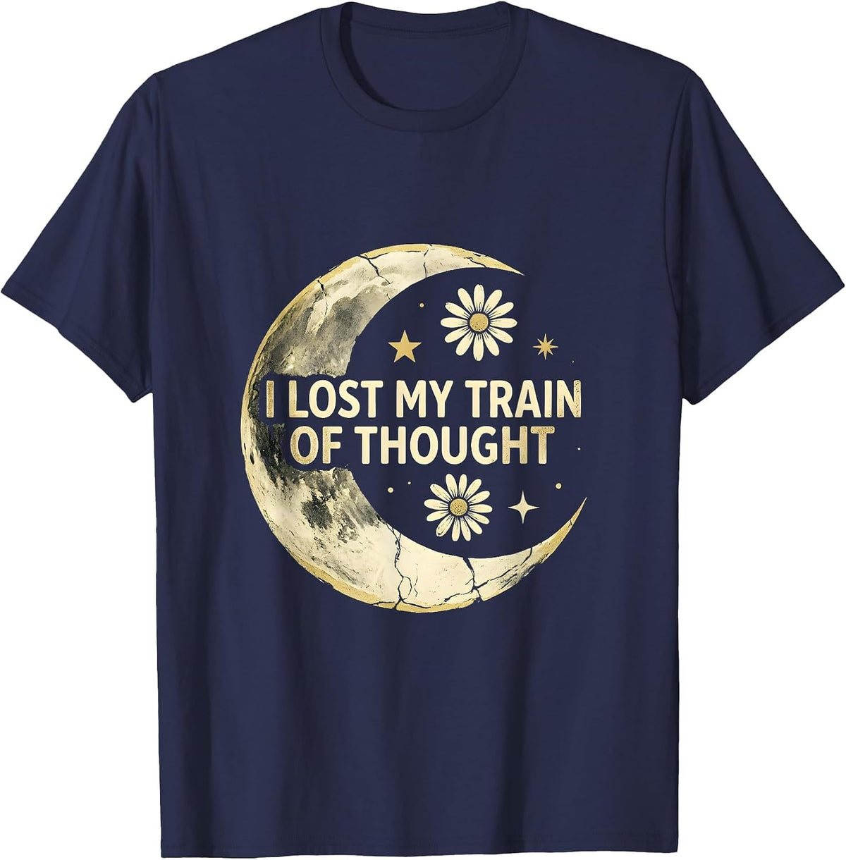 I Lost My Train of Thought Funny ADHD Design T-Shirt - Navy Blue
