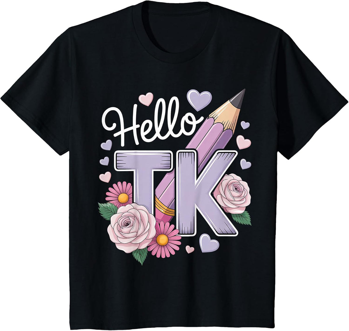 Hello TK Transitional Kindergarten Student TK Teacher T-Shirt - Black