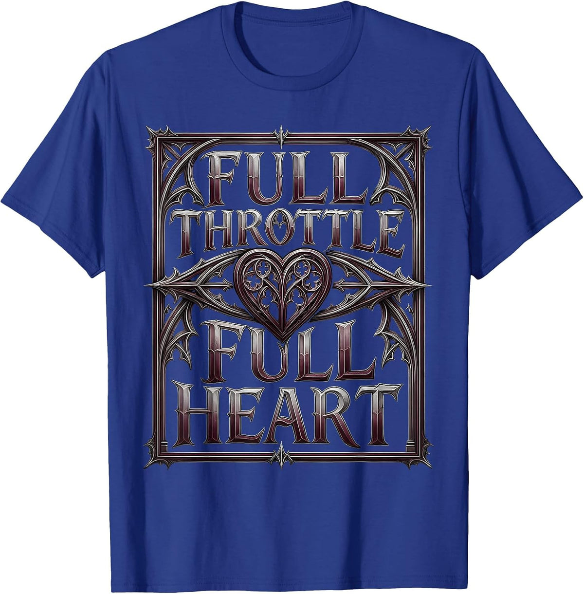 Men's Full Throttle Full Heart Motorcycle Design T-Shirt - Royal Blue