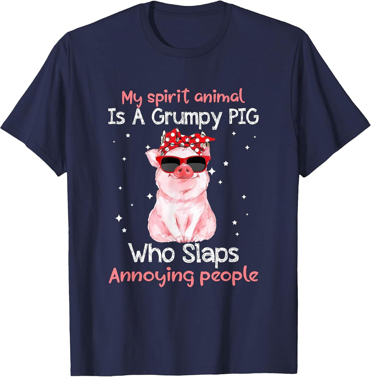 Pig Lover My Spirit Animal is Grumpy Pig Funny T-Shirt - Navy Blue