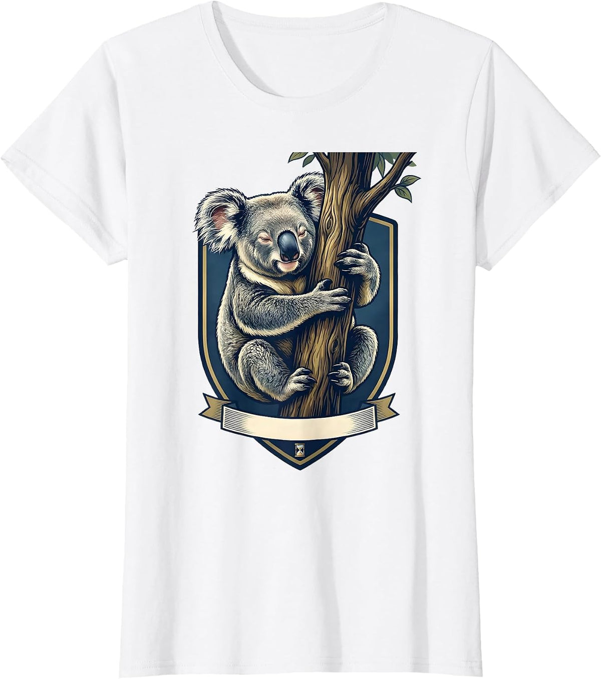 Women's Koala Emblem Cute Animal Lover Playful Humor T-Shirt - White