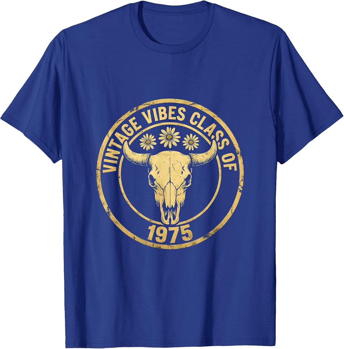 Men's Vintage Vibes Class of 1975 Retro Design T-Shirt - Royal Blue